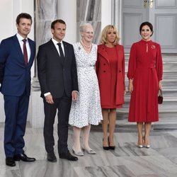Federico de Dinamarca, Emmanuel Macron, Margarita de Dinamarca, Brigitte Macron y Mary de Dinamarca en Amalienborg