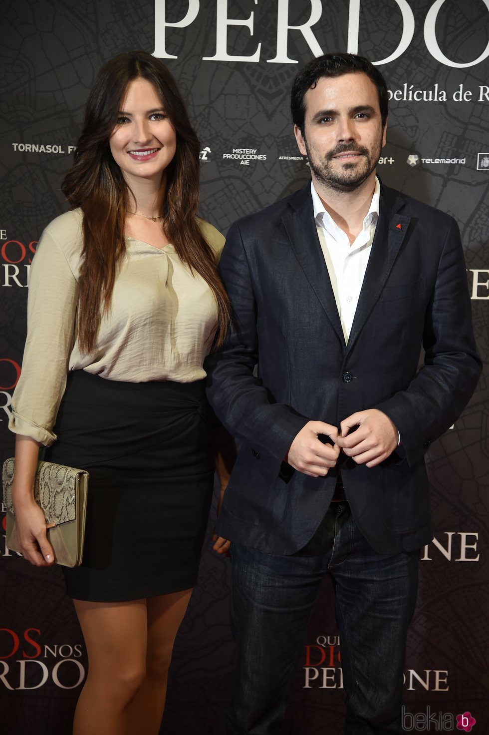 Alberto Garzón y Anna Ruiz en la presentación de una película