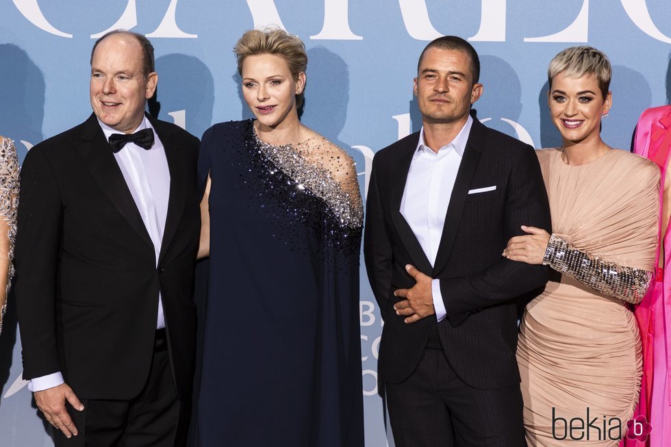 Alberto y Charlene de Mónaco, Orlando Bloom y Katy Perry en la Gala Global Ocean 2018 de la Fundación Príncipe Alberto II de Mónaco