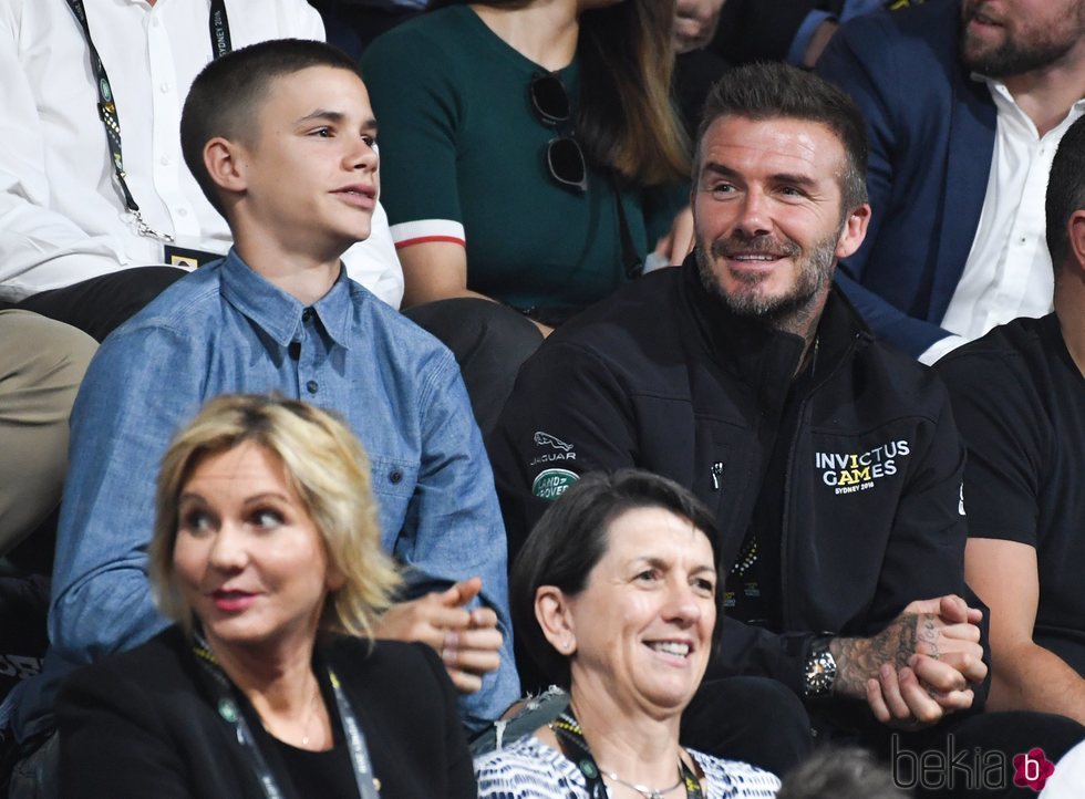 David Beckham con su hijo Romeo Beckham en los Juegos Invictus 2018