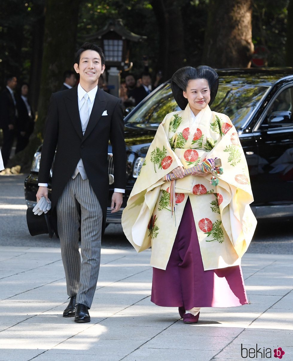 La Princesa Ayako de Japón y Kei Moriya el día de su boda