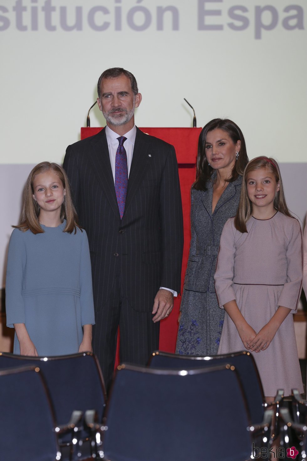 Los Reyes Felipe y Letizia, la Princesa Leonor y la Infanta Sofía en la lectura de la Constitución