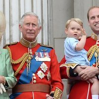 El Príncipe Carlos, el Príncipe Jorge y el Príncipe Guillermo en el Trooping the Colour 2015