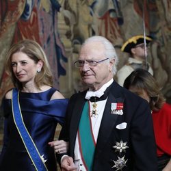El Rey Carlos XVI Gustavo con Laura Mattarella en su visita oficial a Suecia