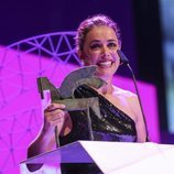 Patricia López Arnaiz recogiendo su galardón en los Premios Ondas 2018