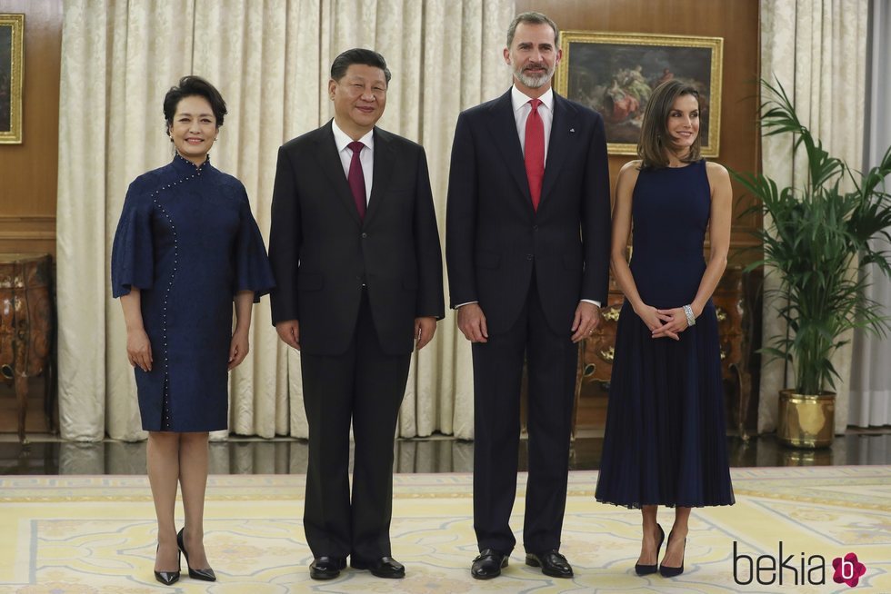 Los Reyes de España, el Presidente de China y su esposa en el Palacio de La Zarzuela