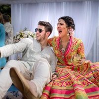Nick Jonas y Priyanka Chopra en la celebración del Mehendi