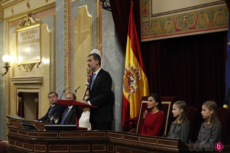 El Rey Felipe durante su discurso por el 40 aniversario de la Constitución