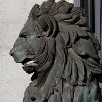 El Rey Felipe con el león del Congreso