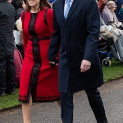 La princesa Eugenia de York y Jack Brooksbank llegando a la Misa de Navidad 2018