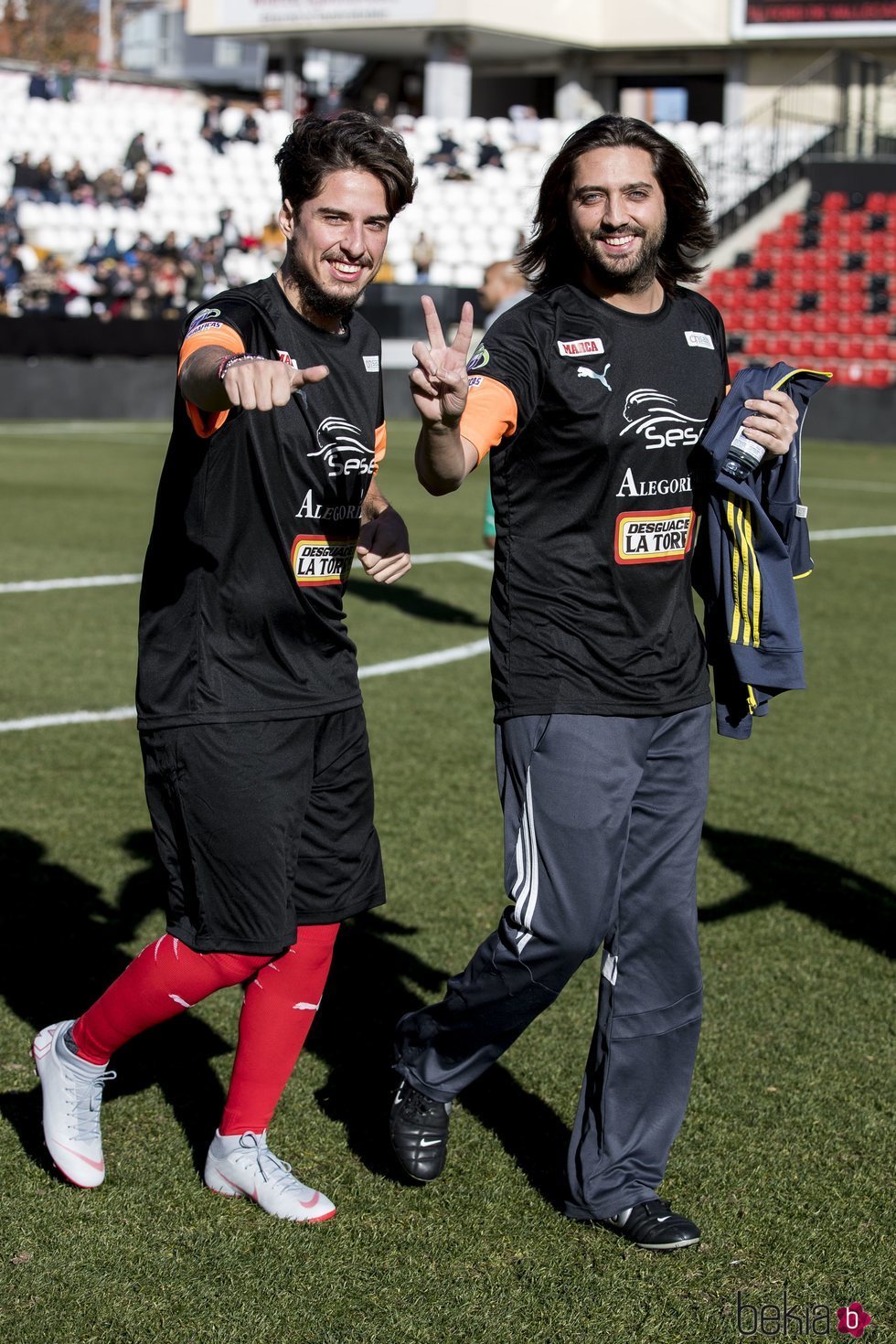 Kiki Morente y Juan Carmona en el Partido benéfico Artistas vs Famosos