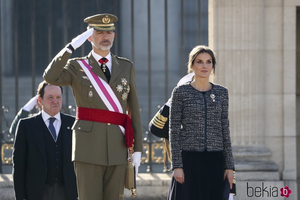 Los Reyes Felipe y Letizia presidiendo el acto de la Pascua Militar 2019