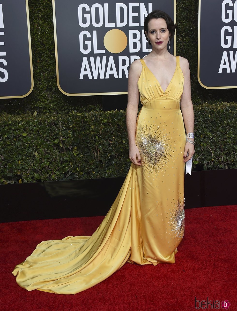 Claire Foy en la alfombra roja de los Globos de Oro 2019