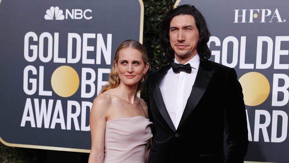 Adam Driver y Joanne Tucker en la alfombra roja de los Globos de Oro 2019