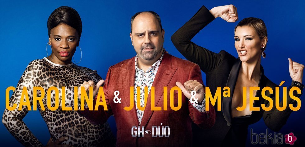 Carolina Sobe, Julio Ruz y María Jesús Ruiz en la foto promocional de 'GH DÚO'