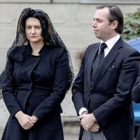 Guillermo y Stéphanie de Luxemburgo en el funeral del Conde de Lannoy