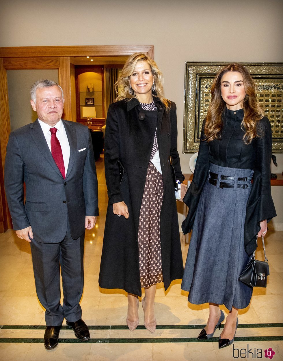Máxima de Holanda con Abdalá y Rania de Jordania en Amman