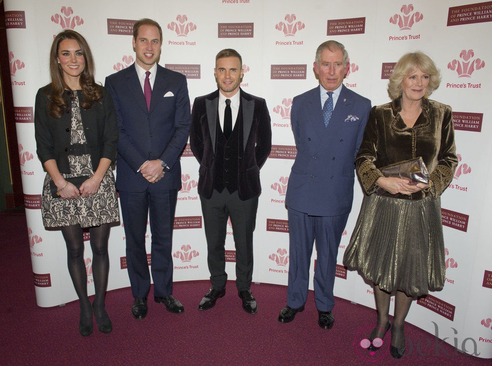 Los Duques de Cambridge, Gary Barlow, Carlos de Inglaterra y Camilla de Cornualles
