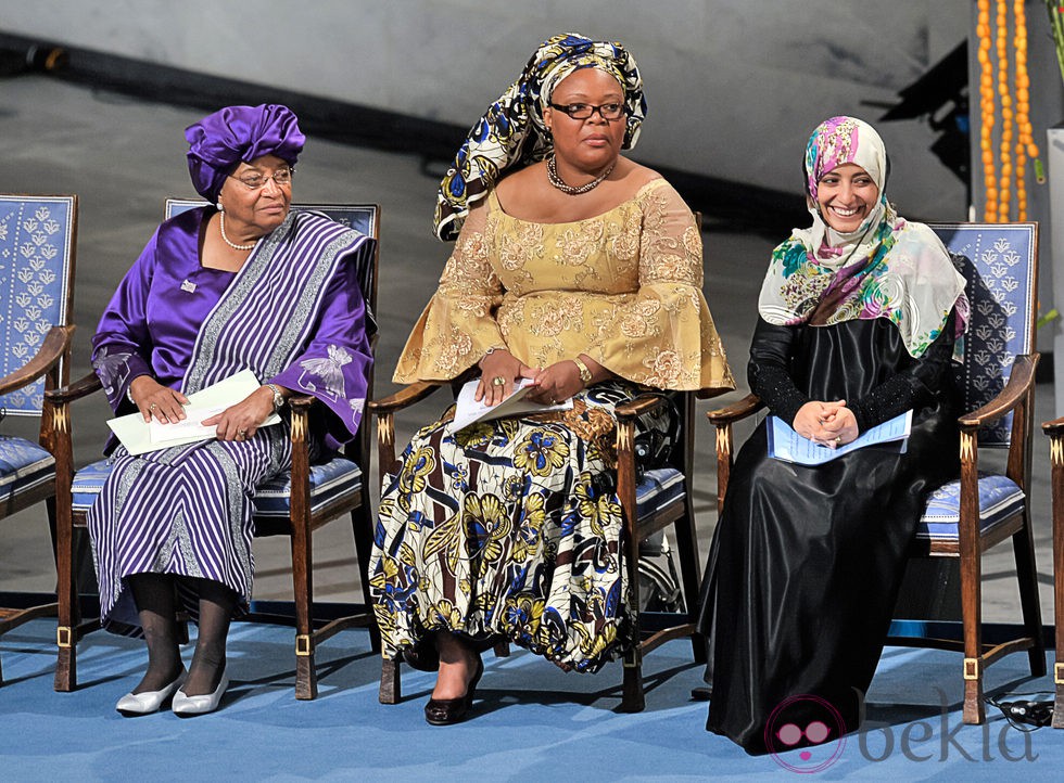 Las galardonadas con el Premio Nobel de la Paz 2011 en Oslo