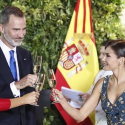 Los Reyes Felipe y Letizia brindando en la cena de gala por el Viaje de Estado de los Reyes Felipe y Letizia a Argentina