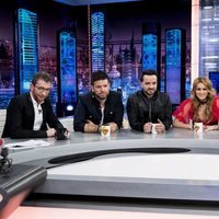 Pablo López, Antonio Orozco, Luis Fonsi y Paulina Rubio en 'El Hormiguero' hablando de 'La Voz'