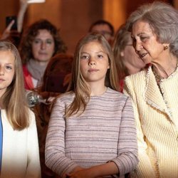 La Reina Sofía con la Princesa Leonor y la Infanta Sofía en la Misa de Pascua 2019