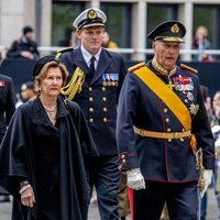 Los Reyes Harald y Sonia de Noruega en el funeral del Gran Duque Juan de Luxemburgo