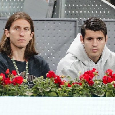 Filipe Luis y Álvaro Morata en el Madrid Open 2019