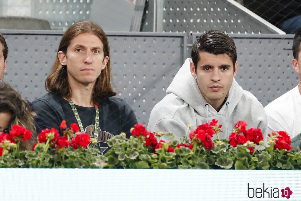 Filipe Luis y Álvaro Morata en el Madrid Open 2019