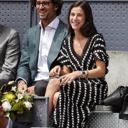 Felicinao López y Sandra Gago, riéndose juntos en el Madrid Open 2019