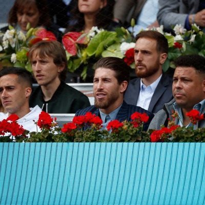 Sergio Ramos, Lucas Vázquez, Ronaldo Nazario, Luka Modric, Jan Oblak y Filipe Luis en el Madrid Open 2019
