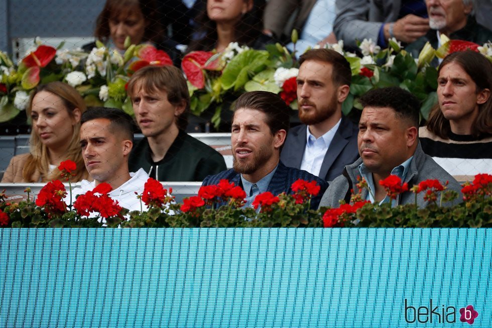 Sergio Ramos, Lucas Vázquez, Ronaldo Nazario, Luka Modric, Jan Oblak y Filipe Luis en el Madrid Open 2019