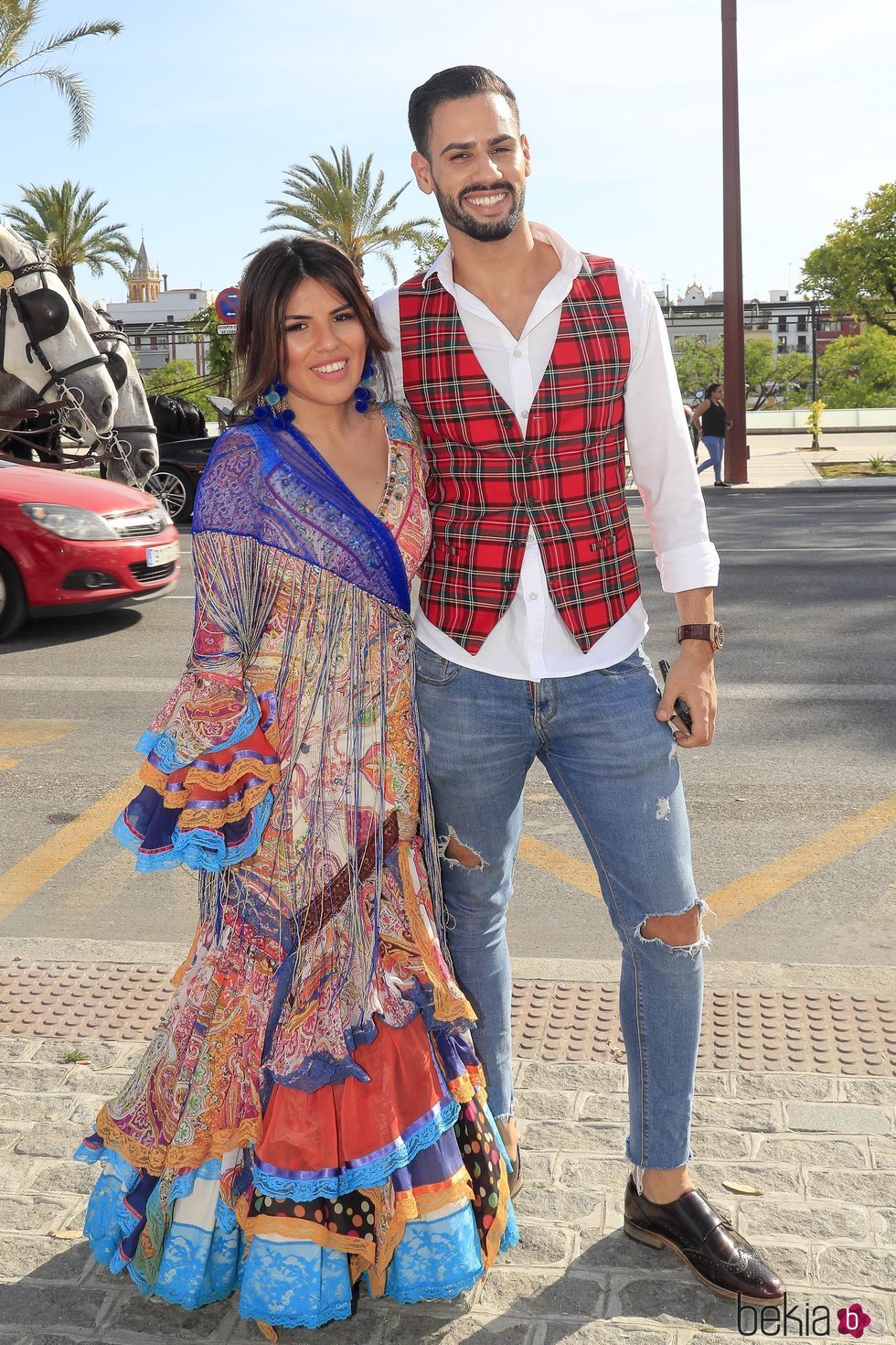 Chabelita Pantoja y Asraf Beno en la Maestranza de Sevilla durante la Feria de Abril 2019