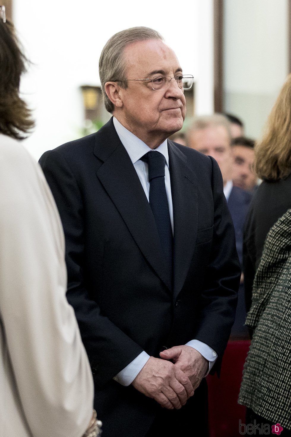 Florentino Pérez en la capilla ardiente de Alfredo Pérez Rubalcaba en el Congreso de los Diputados en Madrid