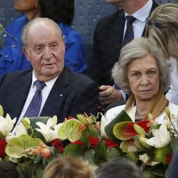 Los Reyes Juan Carlos y Sofía presencian un partido en el Mutua Madrid Open 2019