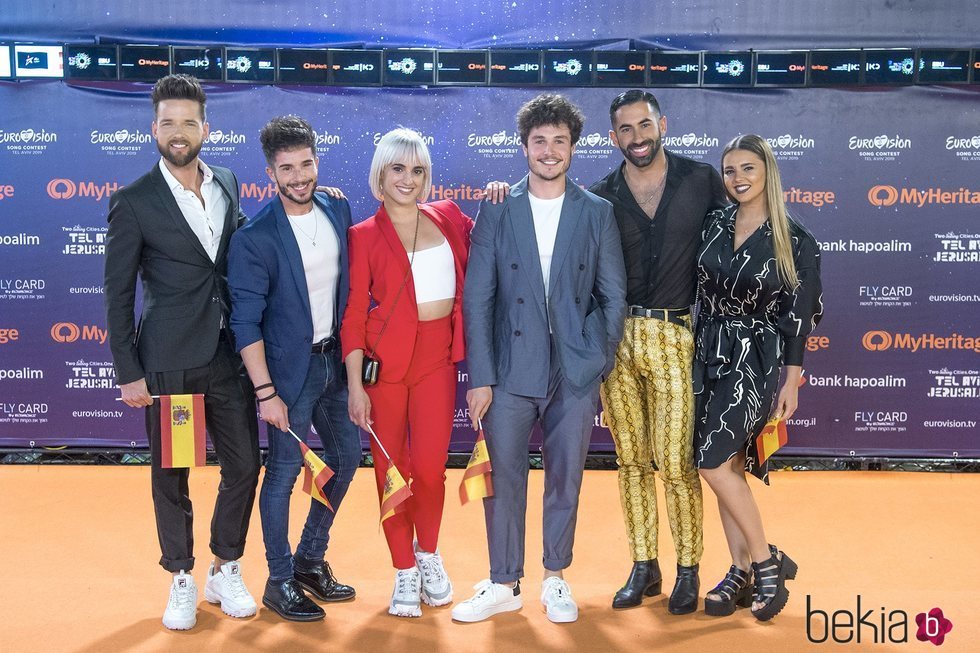 Miki Nuñez y sus bailarines en la presentación del Festival de Eurovisión 2019 en Tel Aviv
