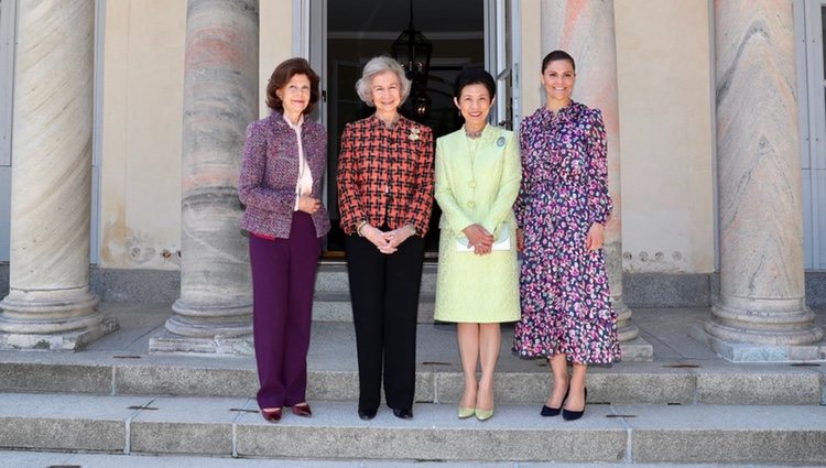 Silvia de Suecia, Hisako Takamado de Japón, la Reina Sofía y Victoria de Suecia en el Palacio de Haga