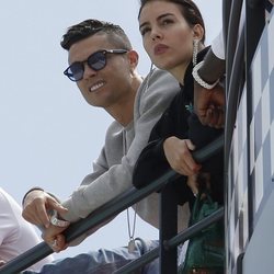 Cristiano Ronaldo y Georgina Rodríguez en el circuito de Mónaco