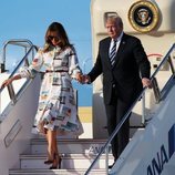 Donald y Melania Trump aterrizan en Japón en su visita de Estado