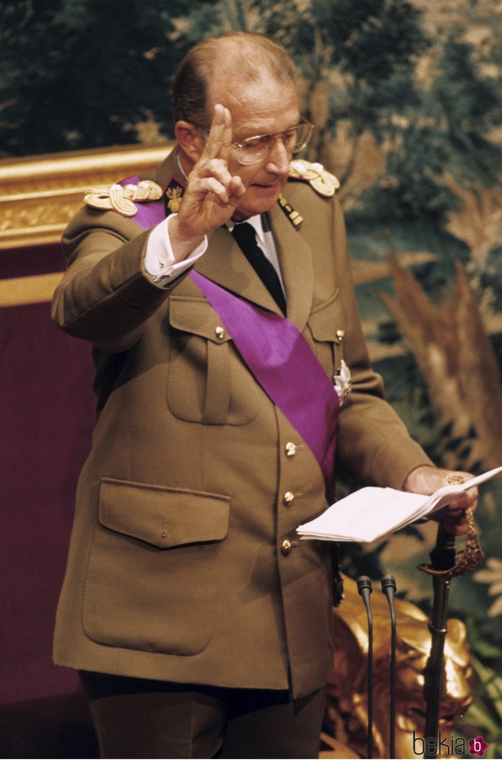 El Rey Alberto de Bélgica haciendo el juramento durante su proclamación
