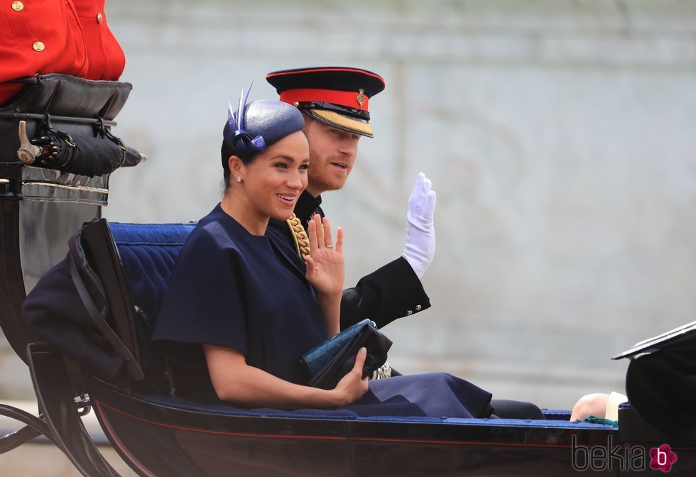 El Príncipe Harry y Meghan Markle en la ceremonia Trooping the Colour 2019