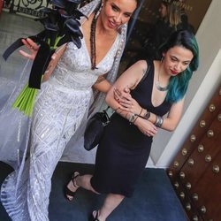 Pilar Rubio saliendo del hotel para ir a su boda con Sergio Ramos