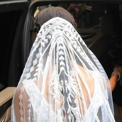 Velo del vestido de novia de Pilar Rubio en su boda con Sergio Ramos
