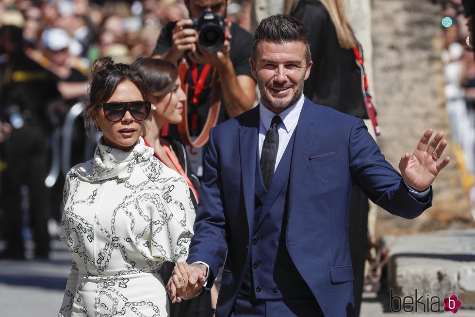 David y Victoria Beckham en la boda de Sergio Ramos y Pilar Rubio