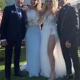 Iago Aspas y Jennifer Rueda recién casados posando con Gerard Deulofeu y su novia