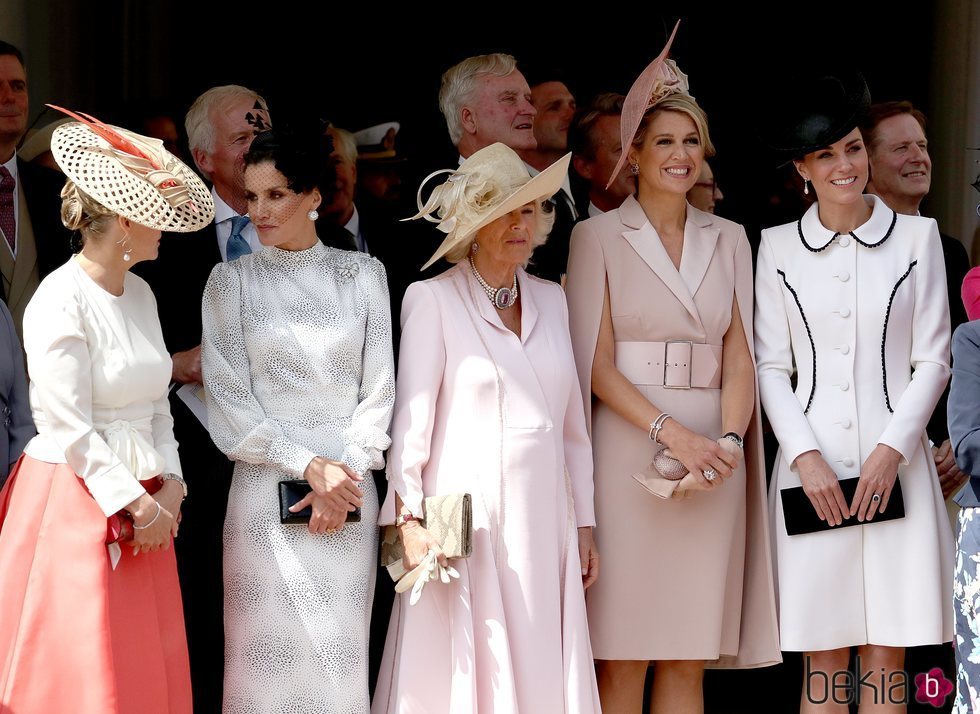 La Reina Letizia y Máxima de Holanda con Camilla Parker, Kate Middleton y Sophie Rhys-Jones en la procesión de la Orden de la Jarretera 2019