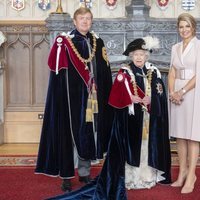 La Reina Isabel con Guillermo Alejandro y Máxima de Holanda en el día de la Orden de la Jarretera 2019