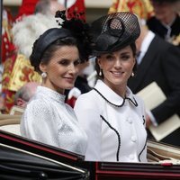 La Reina Letizia y Kate Middleton en la procesión de la Orden de la Jarretera