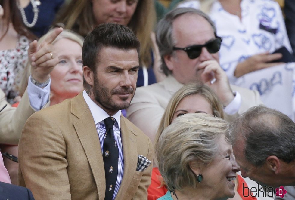 David Beckham durante la semifinal femenina de Wimbledon 2019