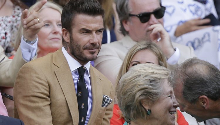 David Beckham durante la semifinal femenina de Wimbledon 2019